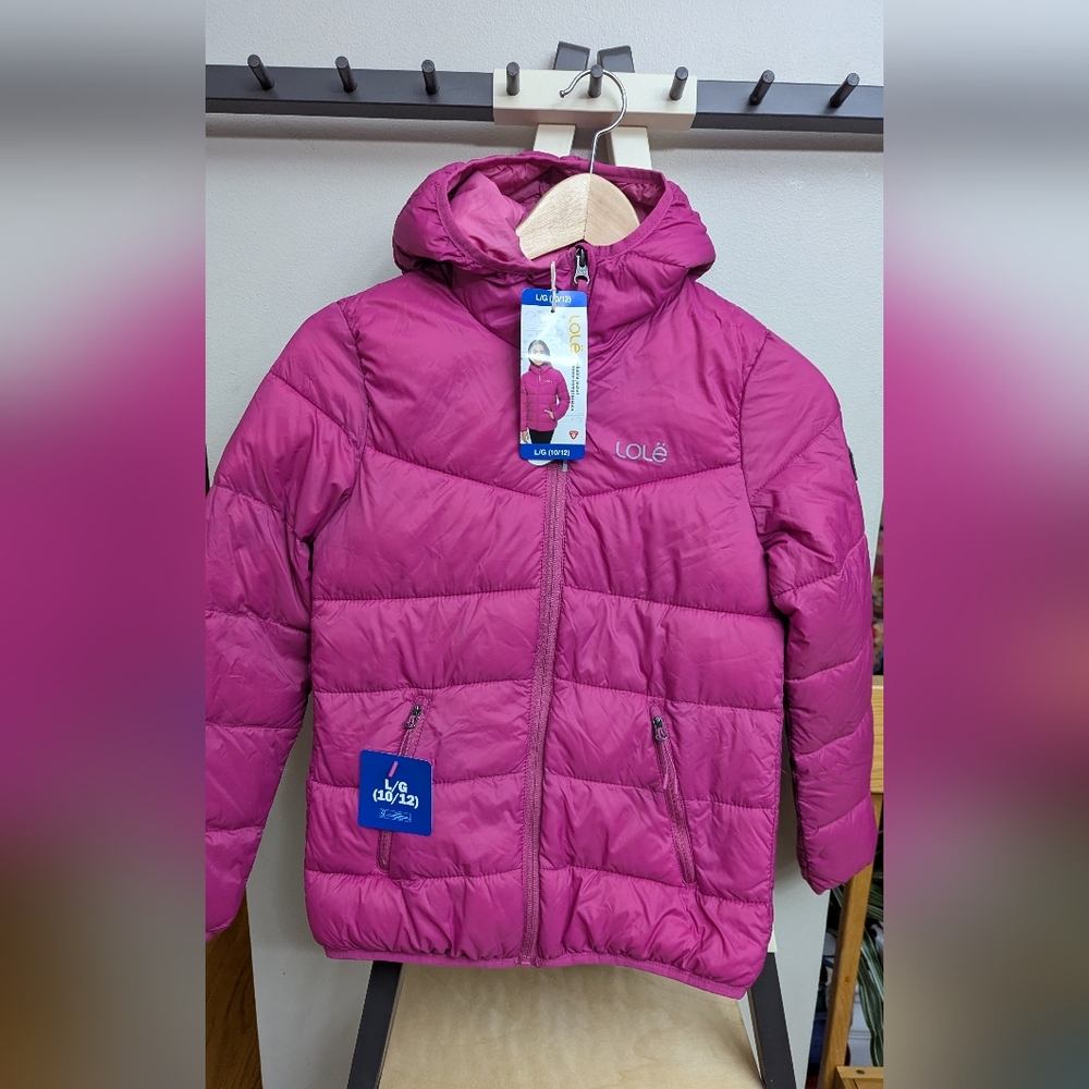 Lole Girls Magenta Quilted Hooded Puffer Jacket